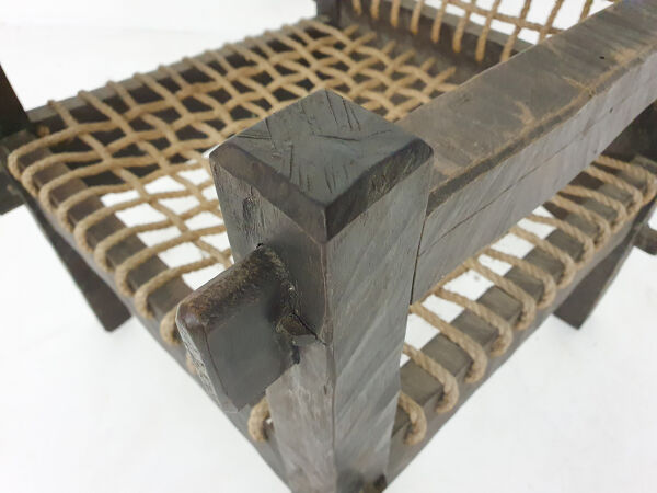 Fauteuil en chêne massif et en corde, Pays-Bas des années 1960