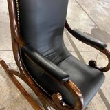Vintage black leather rocking chair