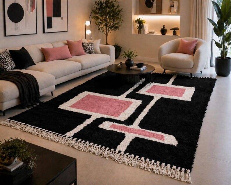 Handwoven traditional pure wool rug 2/3 m