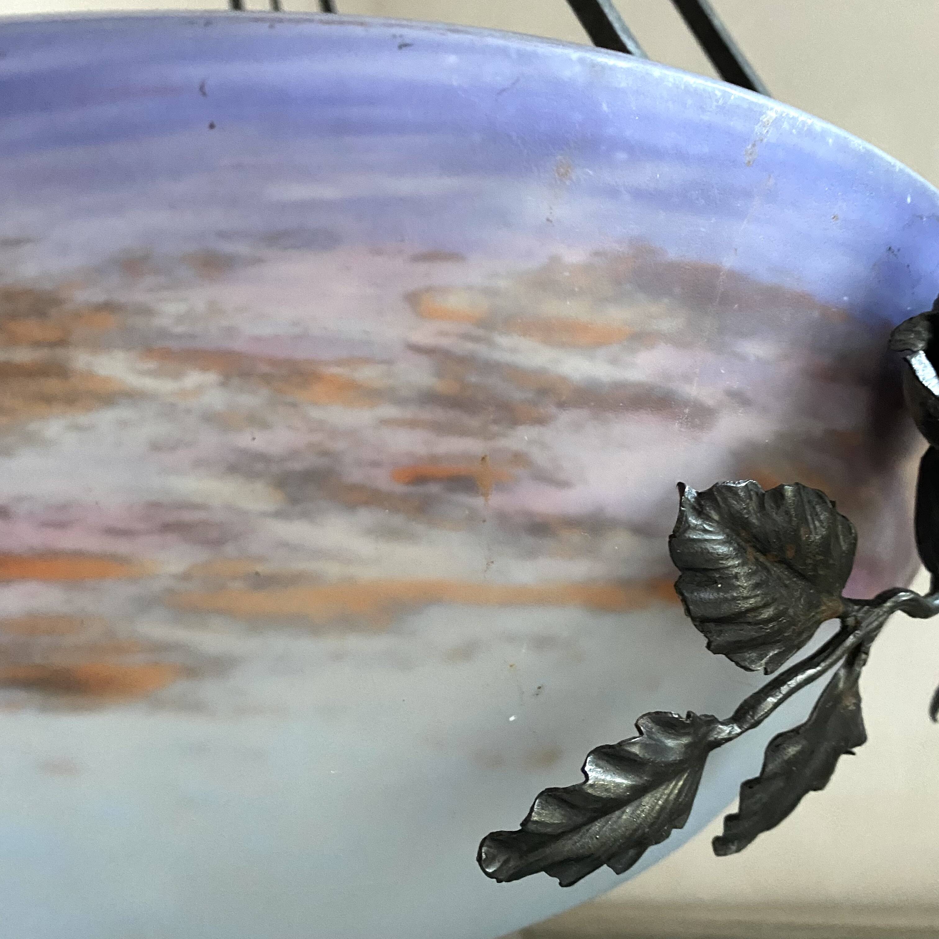 Art Nouveau suspension pâte de verre signed Degué