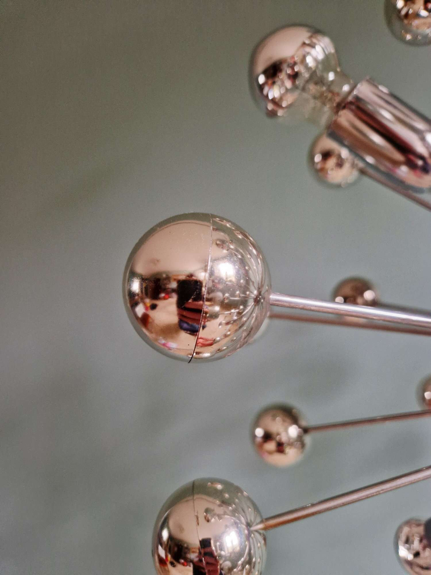 Sputnik chandelier in chromed metal, Space Age design, 1960