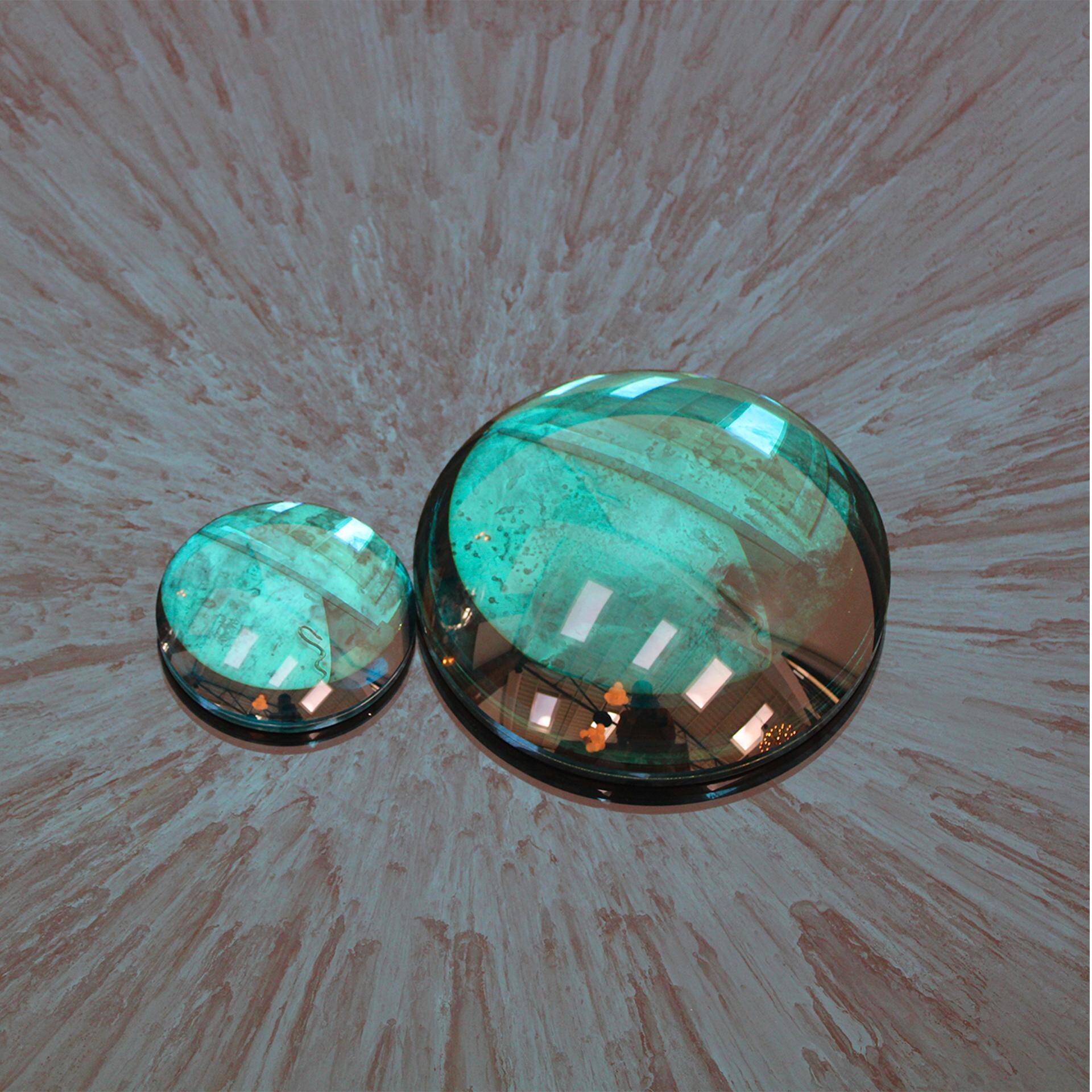 Contemporary Sculptural Concave Round Mirror in Blue, Made in France