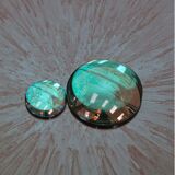 Contemporary Sculptural Concave Round Mirror in Blue, Made in France