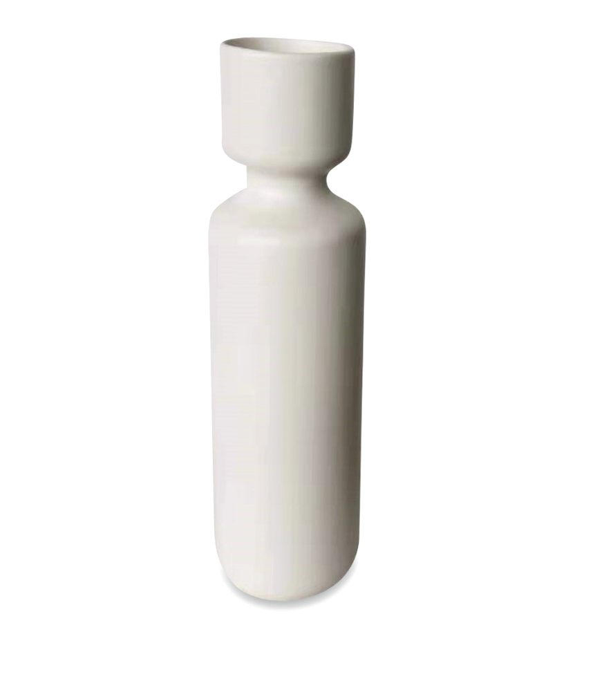 Long vase in white ceramic 30cm