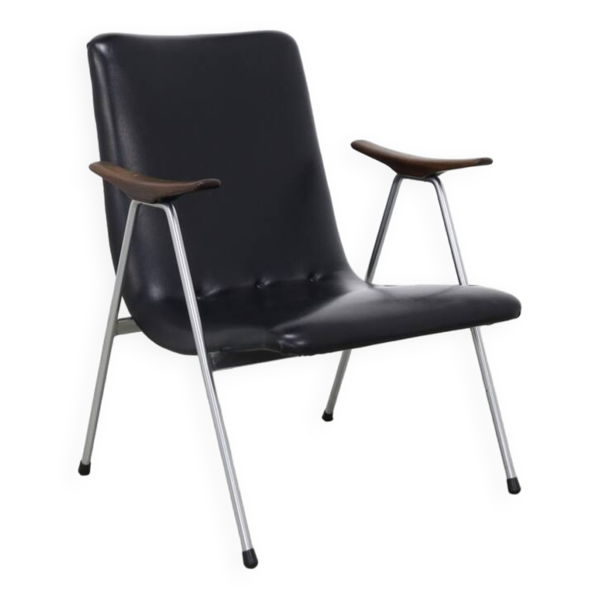 Vintage Lounge Chair in Leatherette and Metal, 1960s