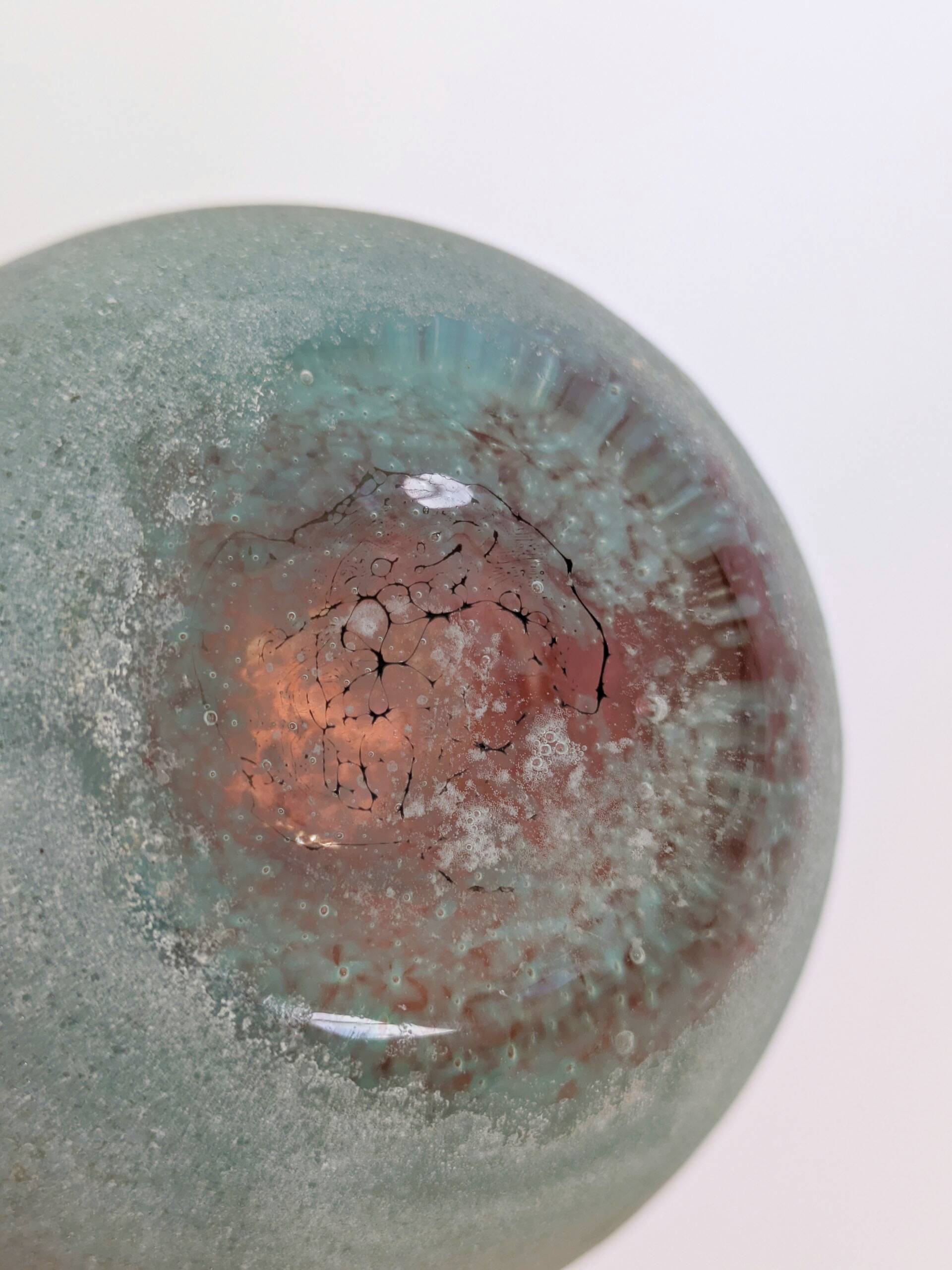 Vintage Glass Art Vase Hand Blown Iridescent Rainbow Gold