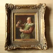Painting by Fritz Wagner (1896-1939) - oil on wood - signed - wine tasting