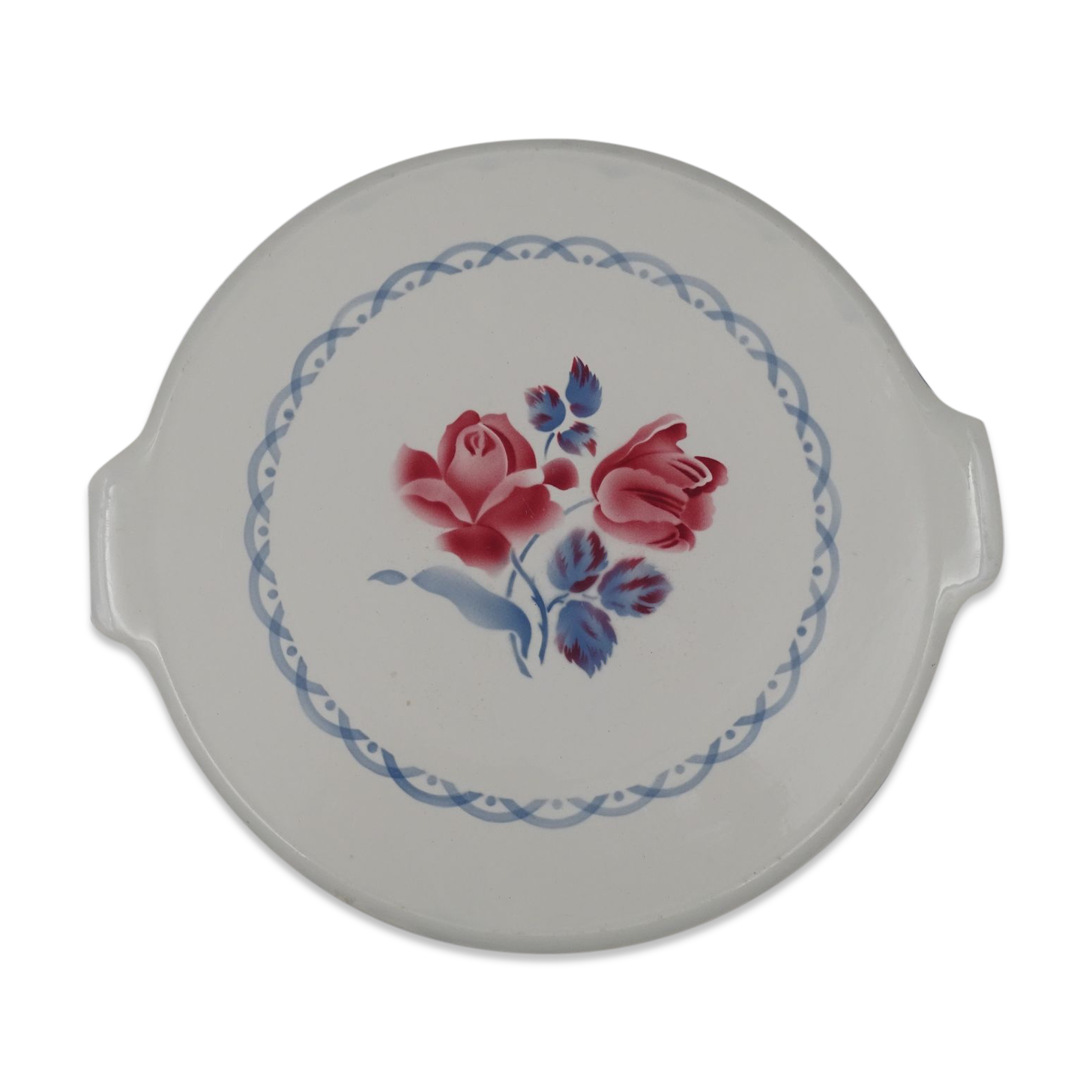 Digoin earthenware pie dish - Sarreguemines- Model Cannes - Rose decoration - circa 1940