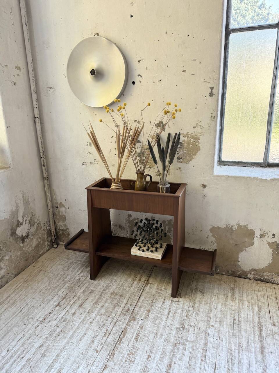 Jardinière années 50 palissandre constructiviste