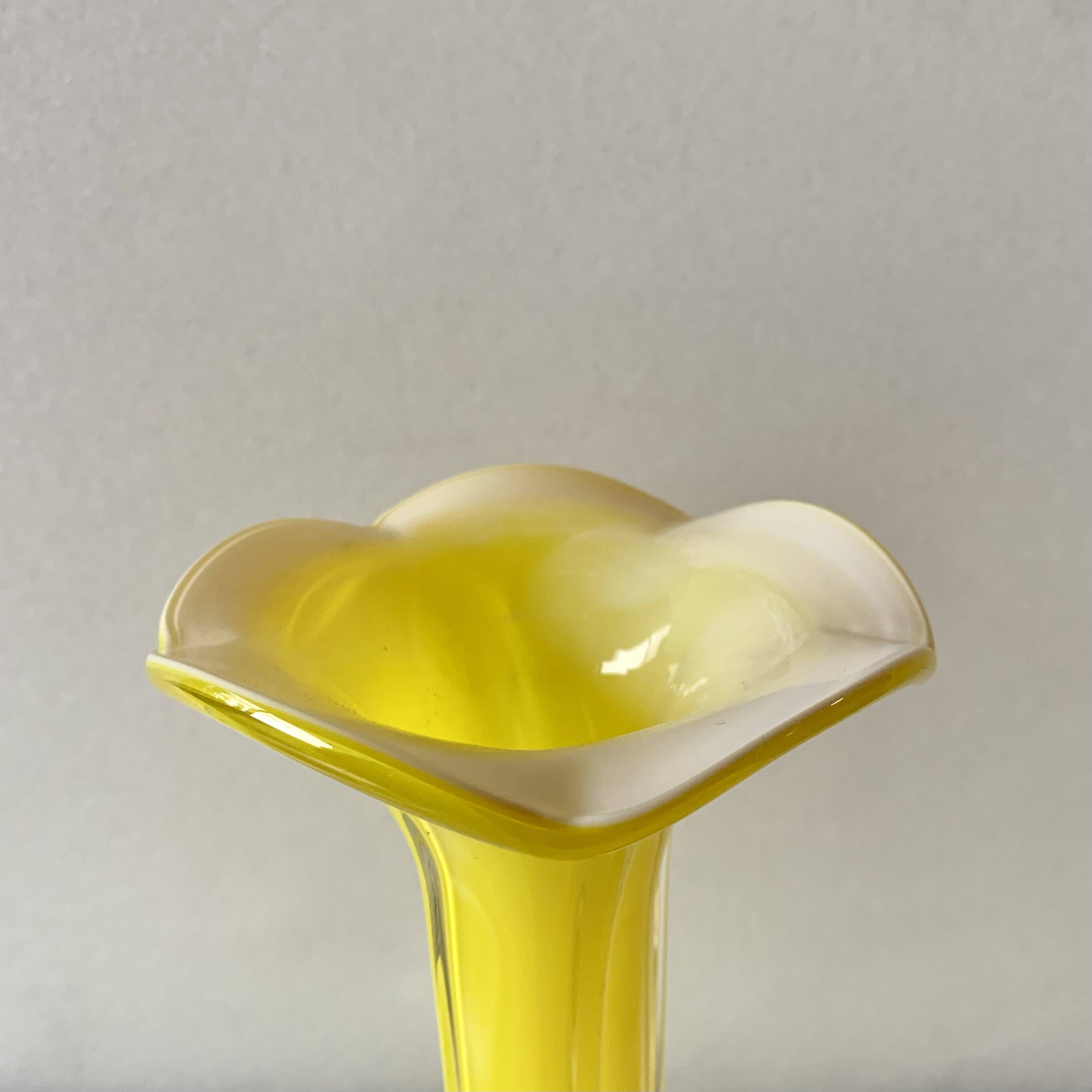 Vintage yellow blown glass vase