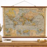 Vintage political wall map, school map 1961 (large format)