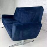 Scandinavian style sofa from the 50s - 60s in blue fabric and base