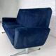 Canapé style scandinave des années 50 - 60 en tissu bleu et piètement