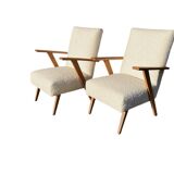 Set of 2 vintage bouclé armchairs