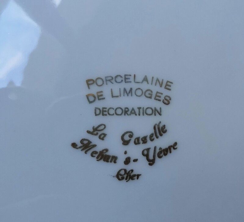 Limoges porcelain soup tureen Mehun sur Yevre Cher flower and gold decoration