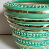 Ceramic pot cover in Art-Deco slurry