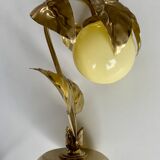 lamp leaves in gold metal and opaline years 70-80