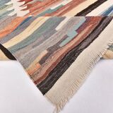 Large Woll Kilim Rug, Red Vintage Turkish kilim carpet 260x360 cm