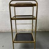 Small rolling trolley in brass and black plastic