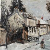 Old painting snow landscape signed