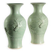 Vintage celadon porcelain vases, China, 20th-21st century