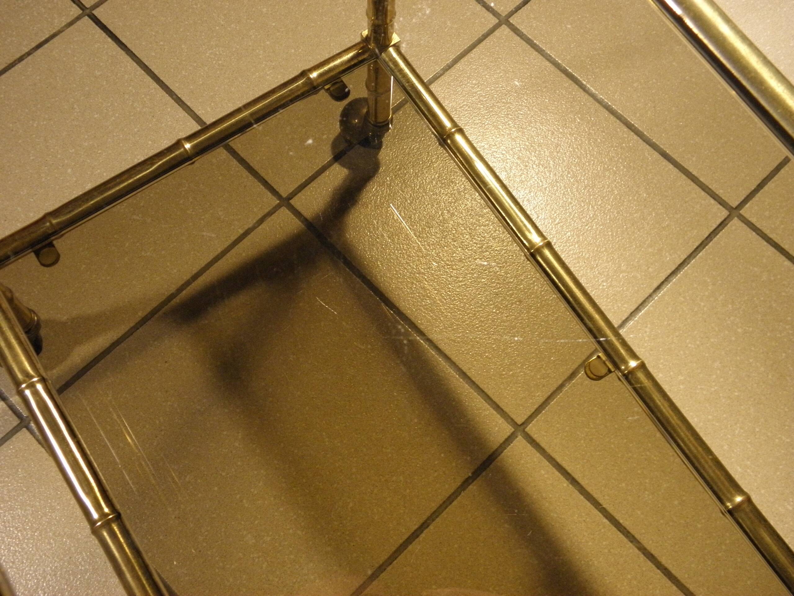 Serving trolley, table on wheels in "bamboo" brass