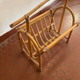 Vintage rattan magazine holder