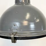 Grey Industrial Pendant Lamp with Clear Glass Cover, 1970s