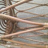 Vintage rattan pouf stool