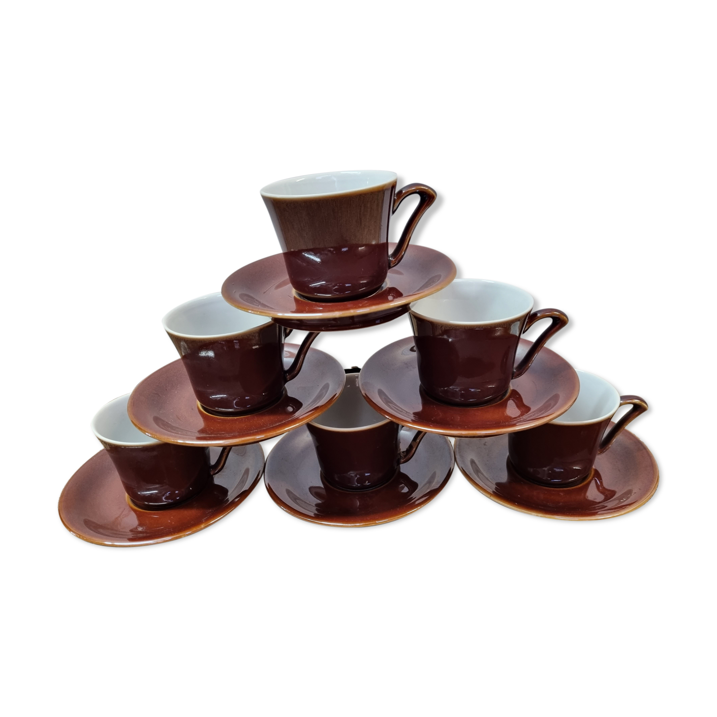 6 cups from 1940/50 enameled ceramic