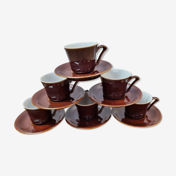 6 cups from 1940/50 glazed ceramic