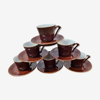 6 tasses de 1940/50 céramique émaillée