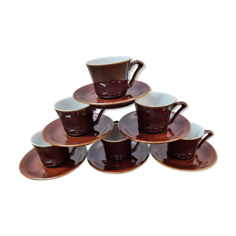 6 tasses de 1940/50 céramique émaillée