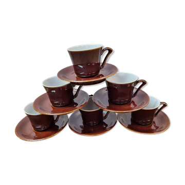 6 tasses de 1940/50 céramique émaillée
