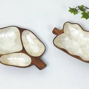 Set of 2 wood and mother-of-pearl storage compartments