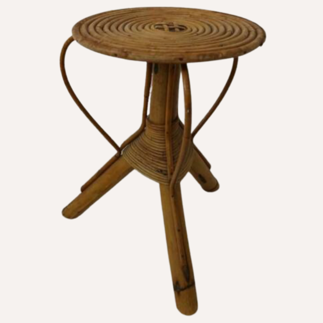 Table d’appoint en rotin et en bambou, vers les années 1970