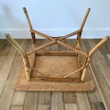 Table basse en rotin et bambou années 60