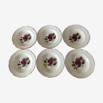 Set of 6 hollow plates Gien model Chambord