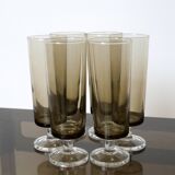 6 smoked glass champagne flutes 1970 - Luminarc