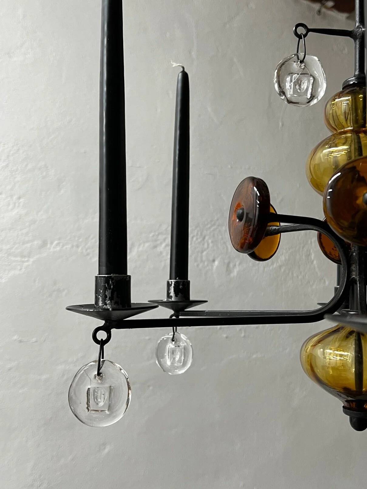 Art glass chandelier | Erik Höglund for Boda | Sweden | 1970s