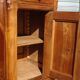 Walnut dressing table with mirror, storage and marble.