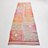 3x10 Turkish Pink & Orange Vintage Runner Rug, 91x316Cm