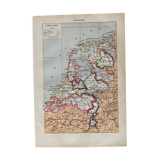 Lithograph and map of the Netherlands from 1922