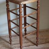 Tabouret ancien cannage et bois tourné