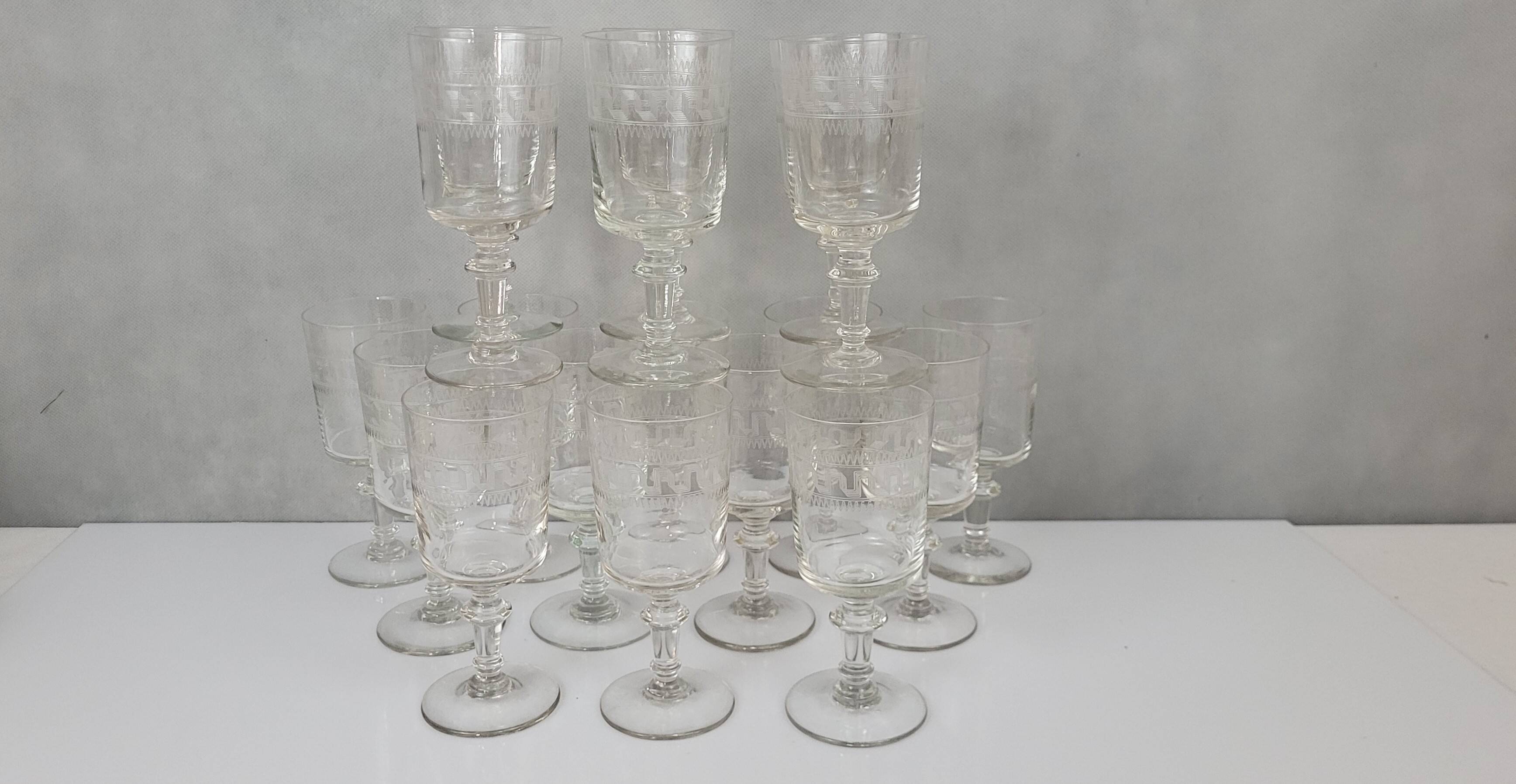 6 verres à eau / vin, XIXème