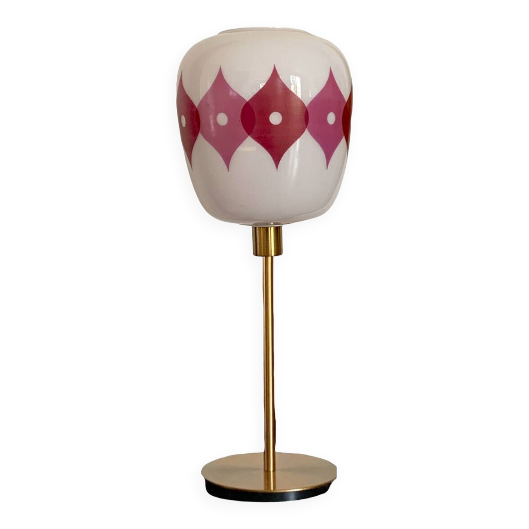 Table lamp with a vintage "Jacquard" glass globe and a golden foot