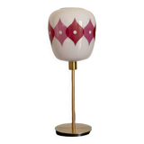 Lampe de table à poser avec un globe vintage "Jacquard" en verre et un pied doré