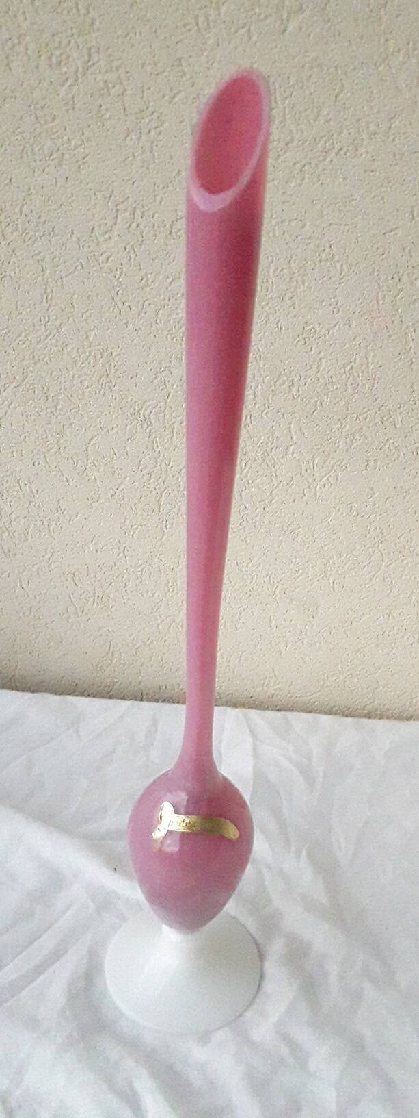 Pink opaline single flower vase