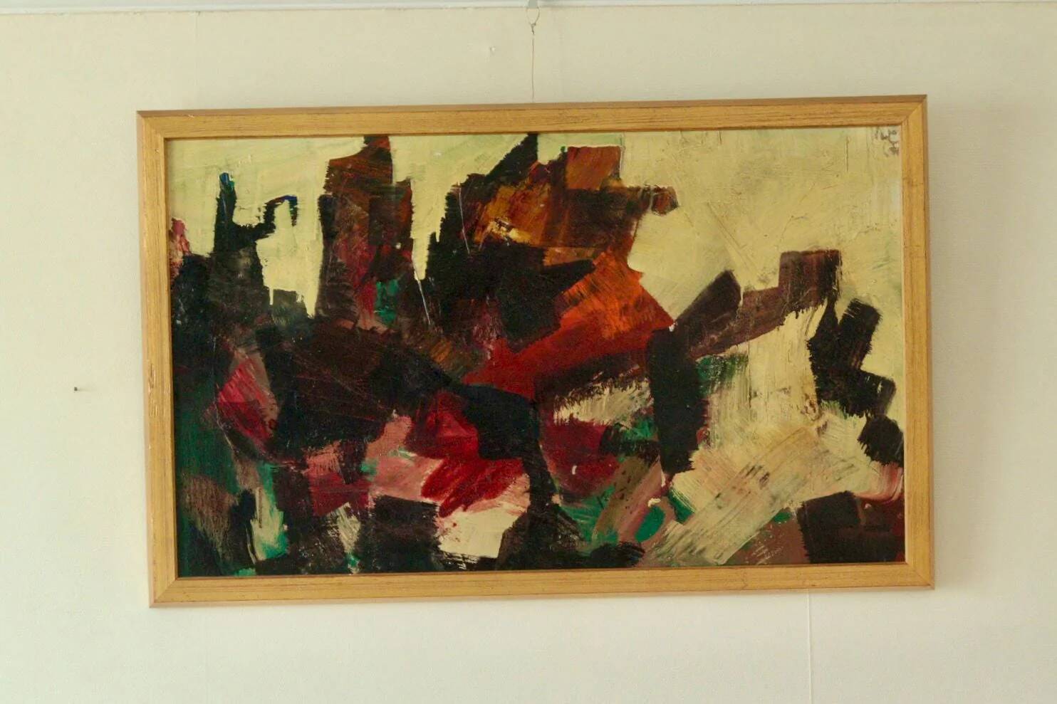Oil on canvas abstract "Dynamic Composition", mid-20th century.