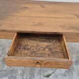 Table de Ferme en chêne massif 19éme, un tiroir piètement fuseau 1m49
